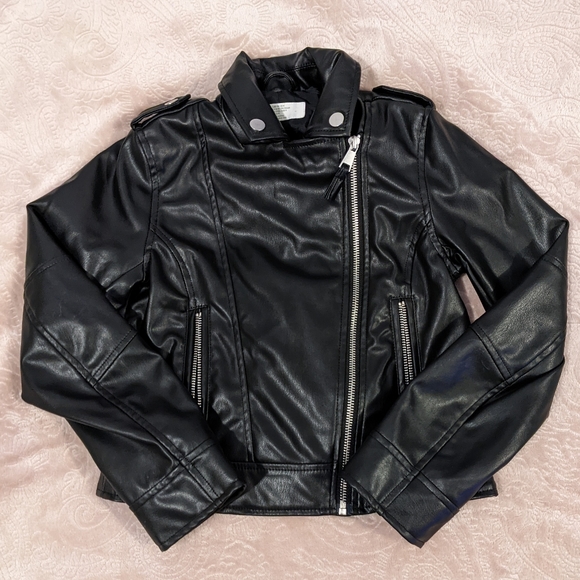 H&M Jackets & Coats Hm Kids Biker Jacket Black Faux Leather